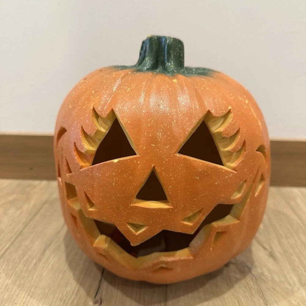 VTG‎ Blow Mold Halloween Jack O Lantern Light 90s Eyelashes Pumpkin